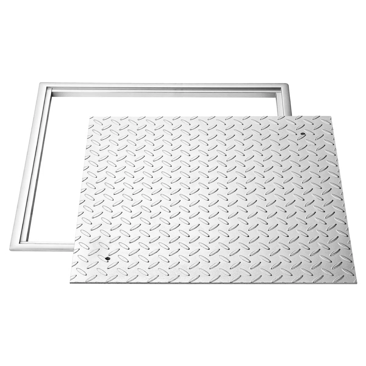VEVOR Schachtabdeckung mit Rahmen 50 x 50 cm, Quadratischer Schachtdeckel Klärgrubendeckel, Hochbelastbarer Rutschfester Gullydeckel aus Kohlenstoffstahl für Abflussrinne, für Gehwege Gärten Höfe