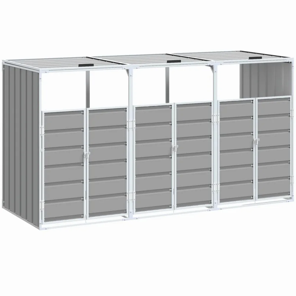 vidaXL Mülltonnenbox Grau 3 Tonnen, 216x81x115 cm, Stahl, Verkleidung
