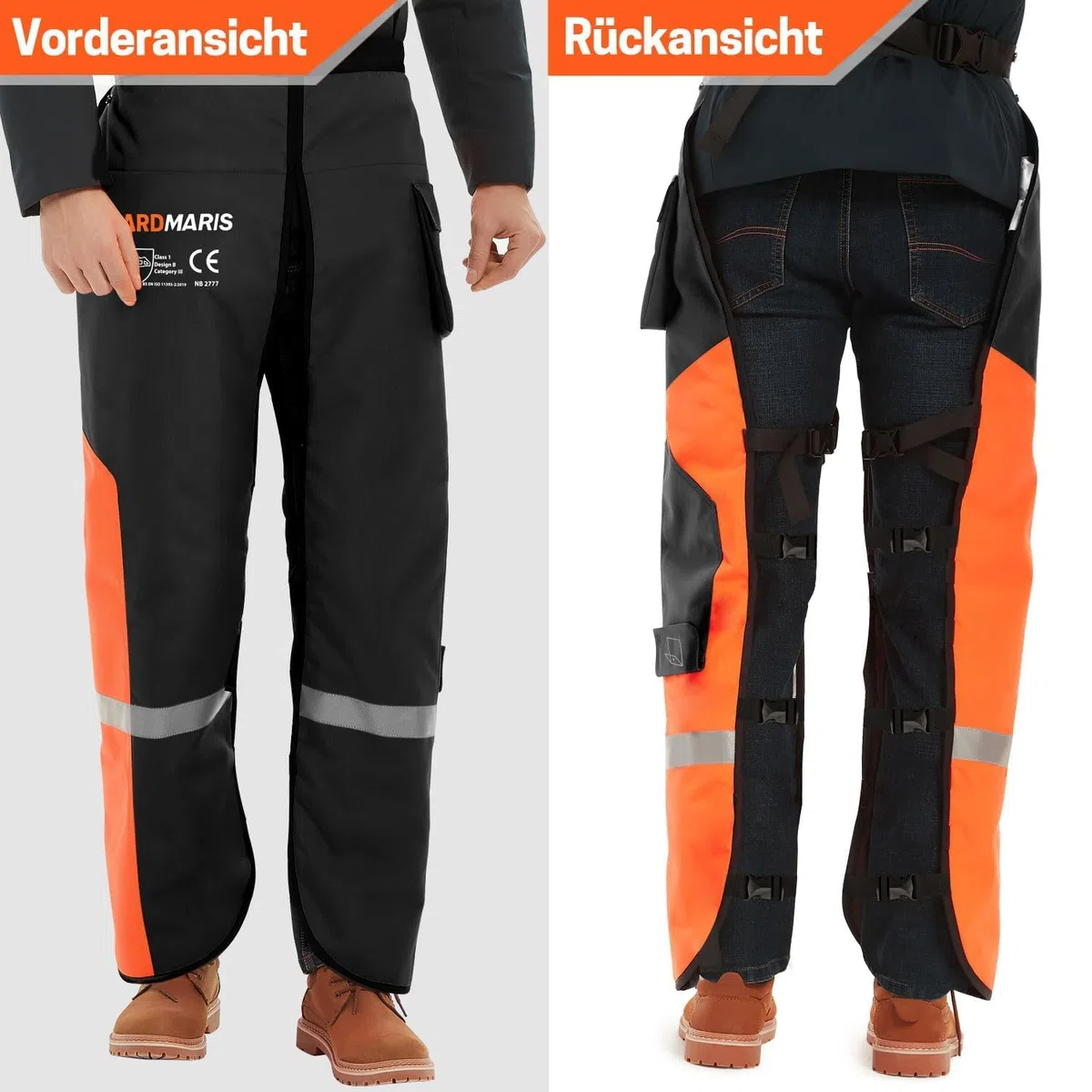 Kettensägen-Chaps,Universal Schwere Schutzschürze mit verstellbarem Gürtel, Schutz hose, 3M-Reflexstreifen, Sicherheits hose, Forstschutzausrüstung UL-zertifiziert