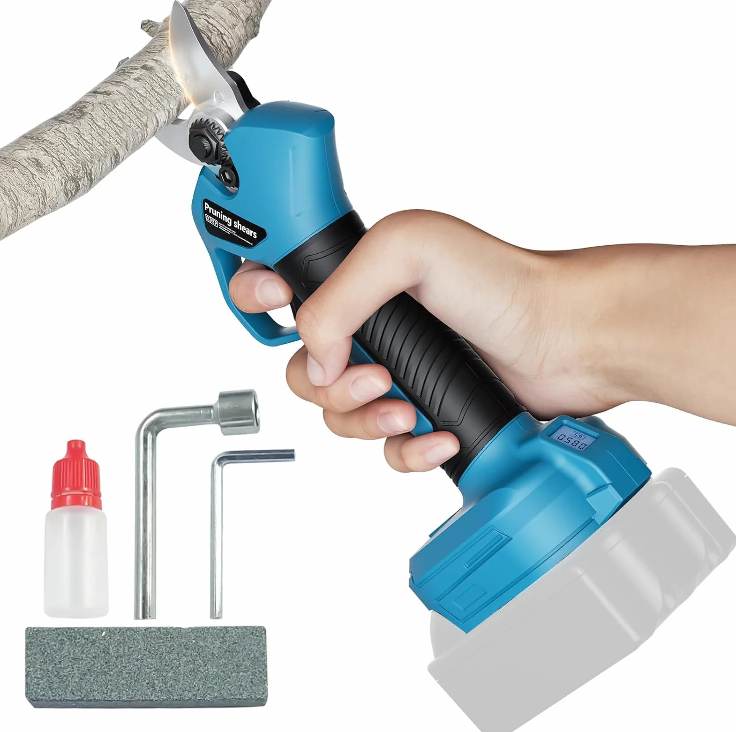 akku Elektrische Gartenschere für Makita 18 V, Bürstenloser Motor, Elektrische Astsäge, LCD-Display zum Beschneiden von Bäumen und Obstbäumen